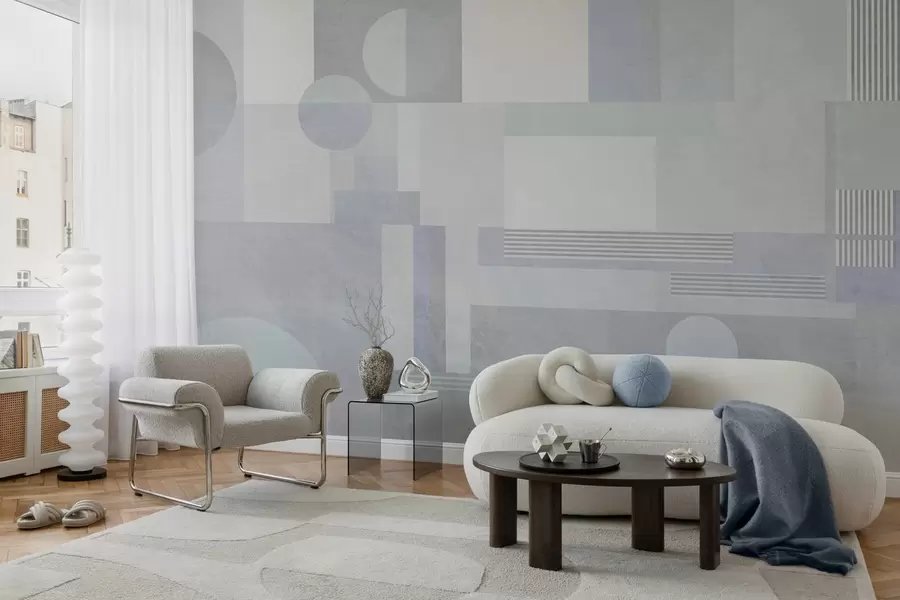 murales geometría abstracta en tonos gris azulados w04635v2