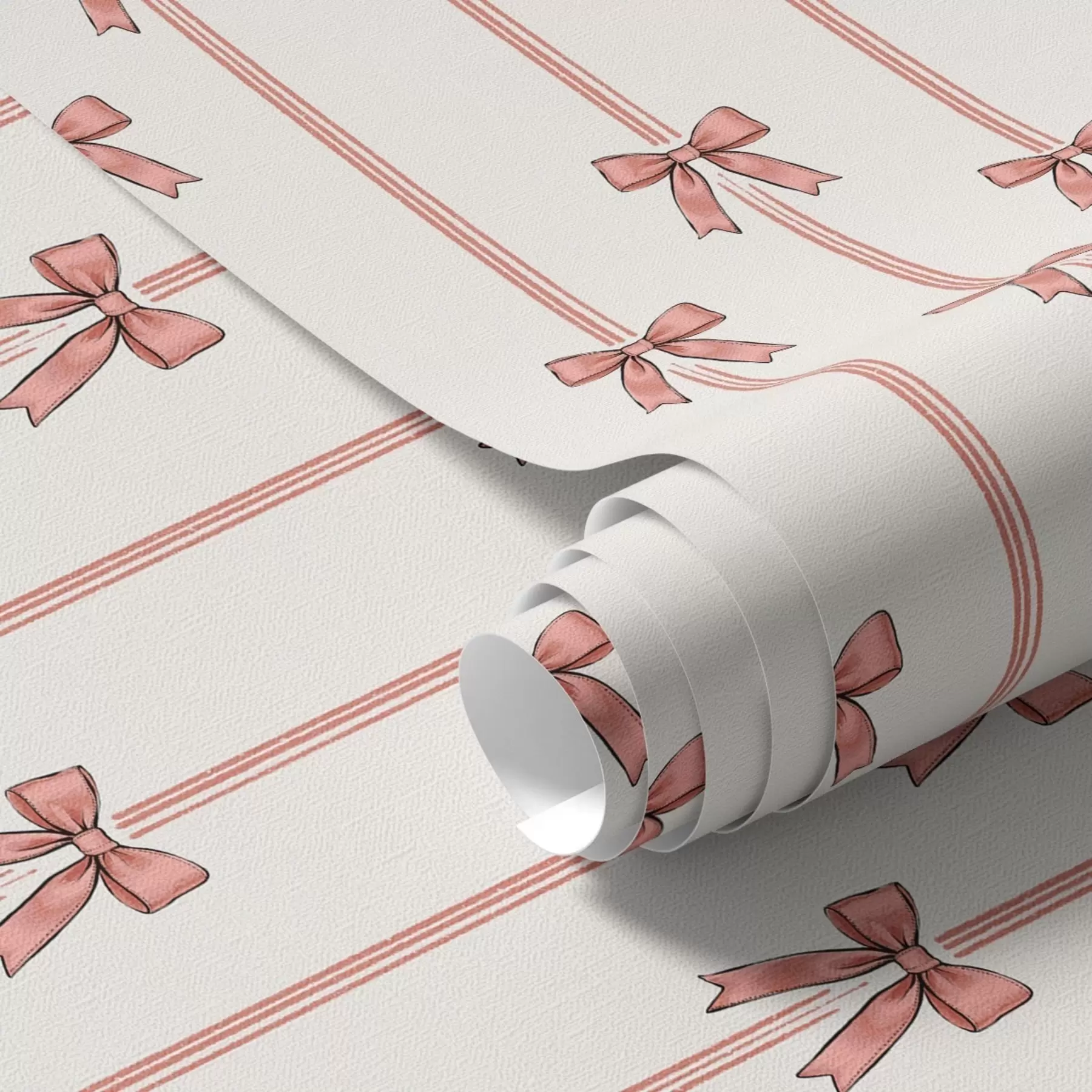 murales Cintas verticales con lazos, fondo marfil a00653