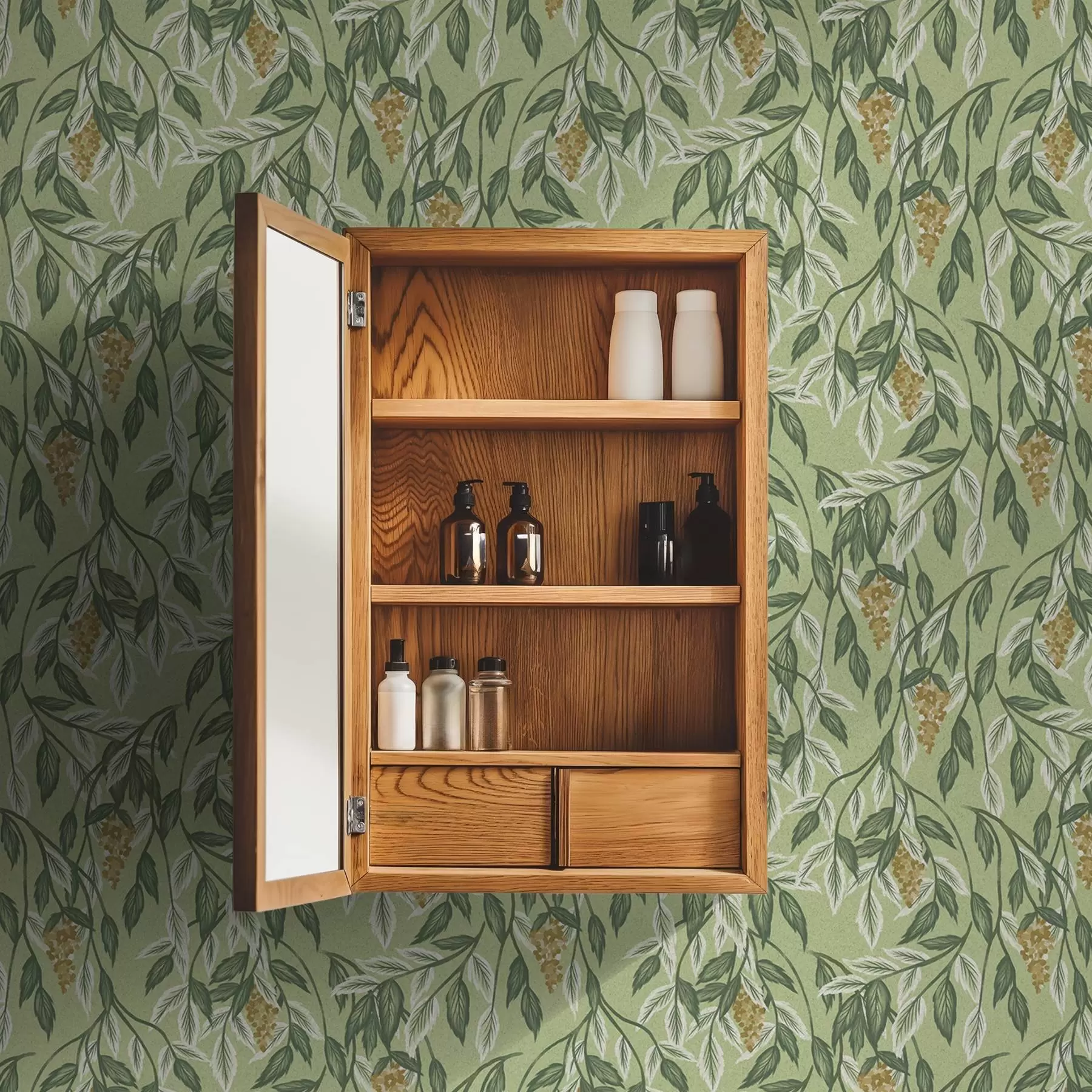 Wall Mural Photo Wallpaper Branches with berry clusters on green background a00734