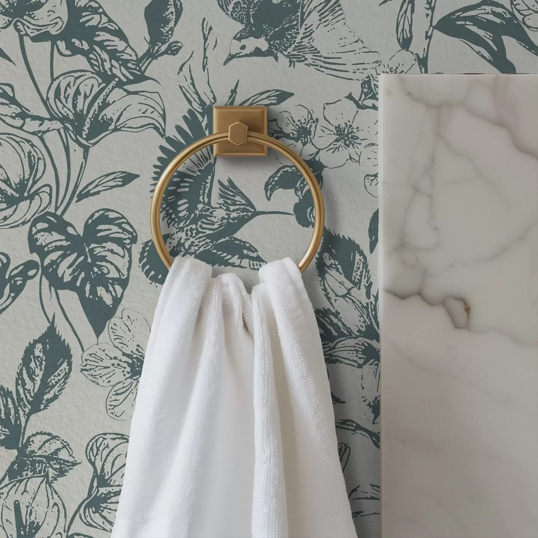 Wall Mural Photo Wallpaper Monochrome floral ornament with birds a00737