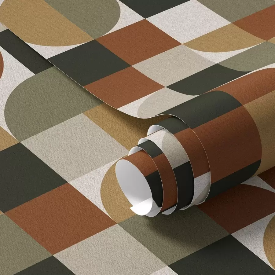 peintures murales Géométrie modulaire dans des tons chauds et terreux a00770