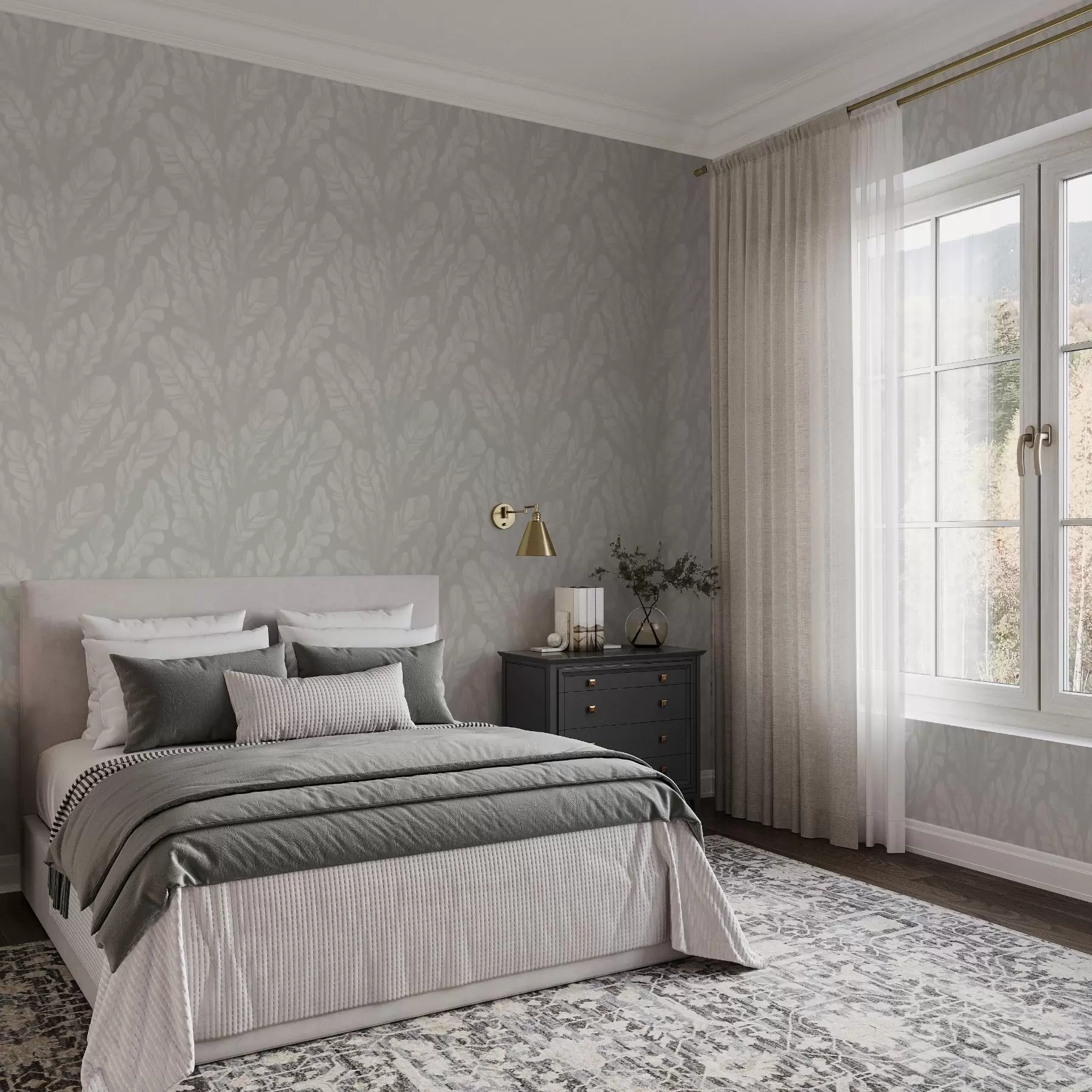 wall murals Large feathers in soft gray shades a00839
