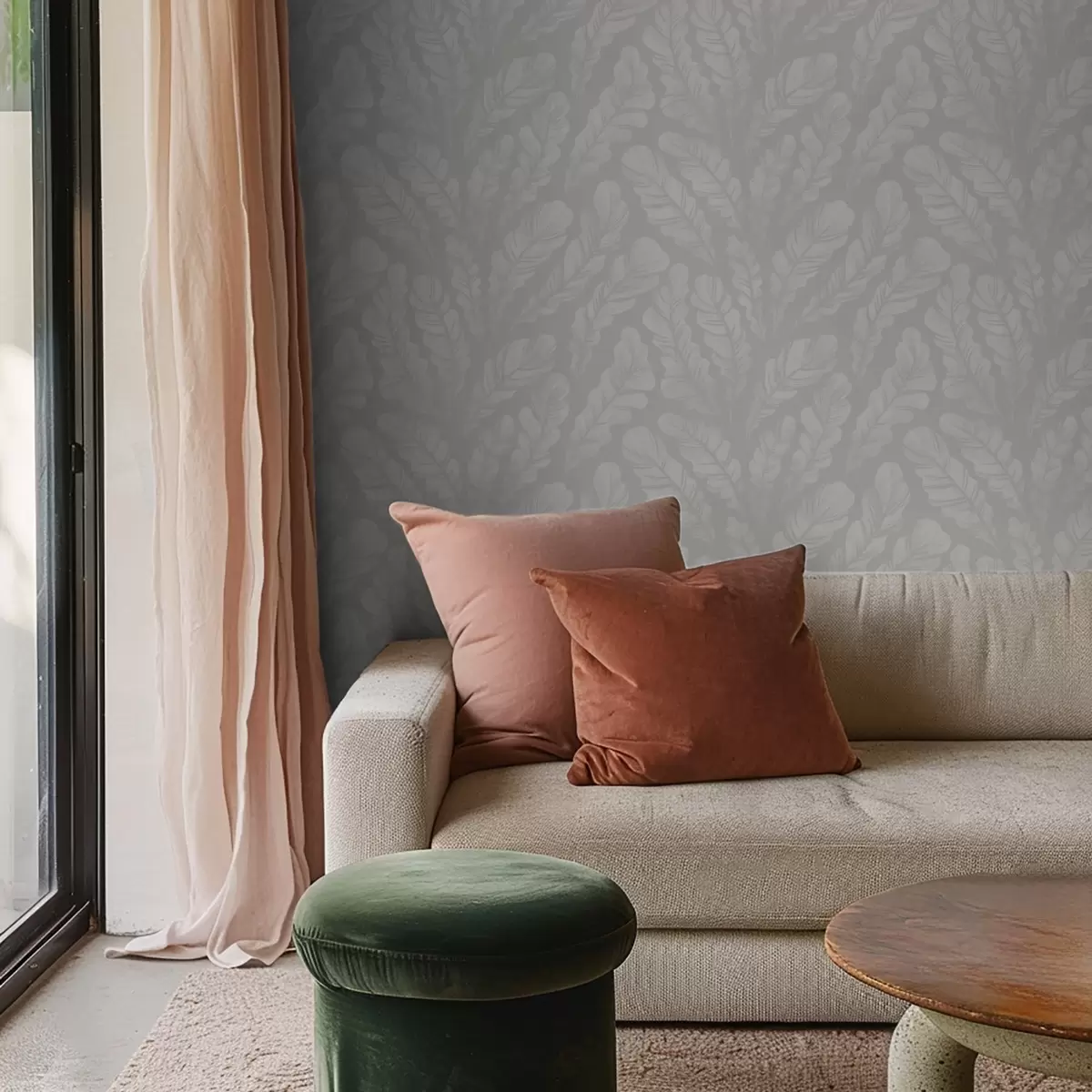 Wallpaper Large feathers in soft gray shades a00839