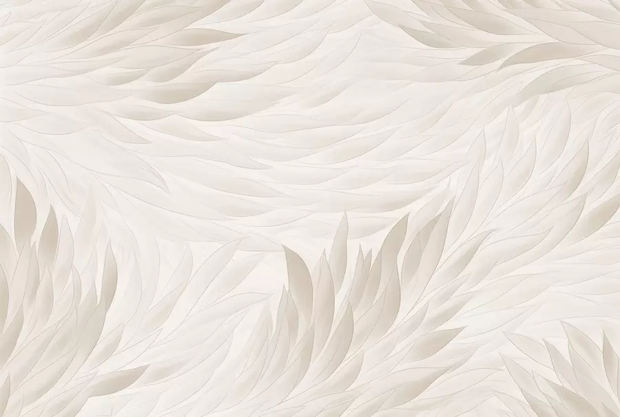 peintures murales Feuilles ondulées dans des tons crème doux w04610