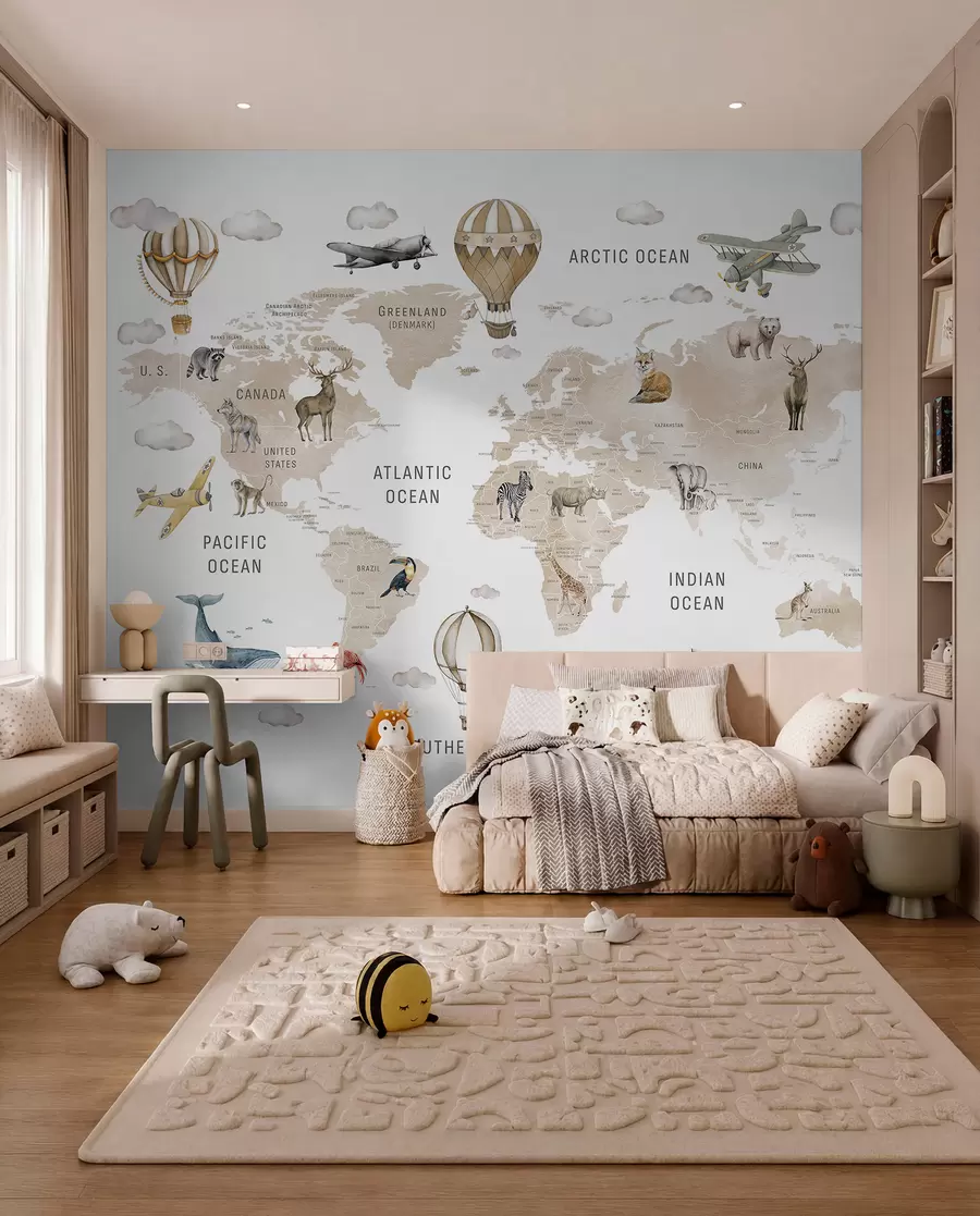 wall murals Animal Atlas in Beige c00001env2