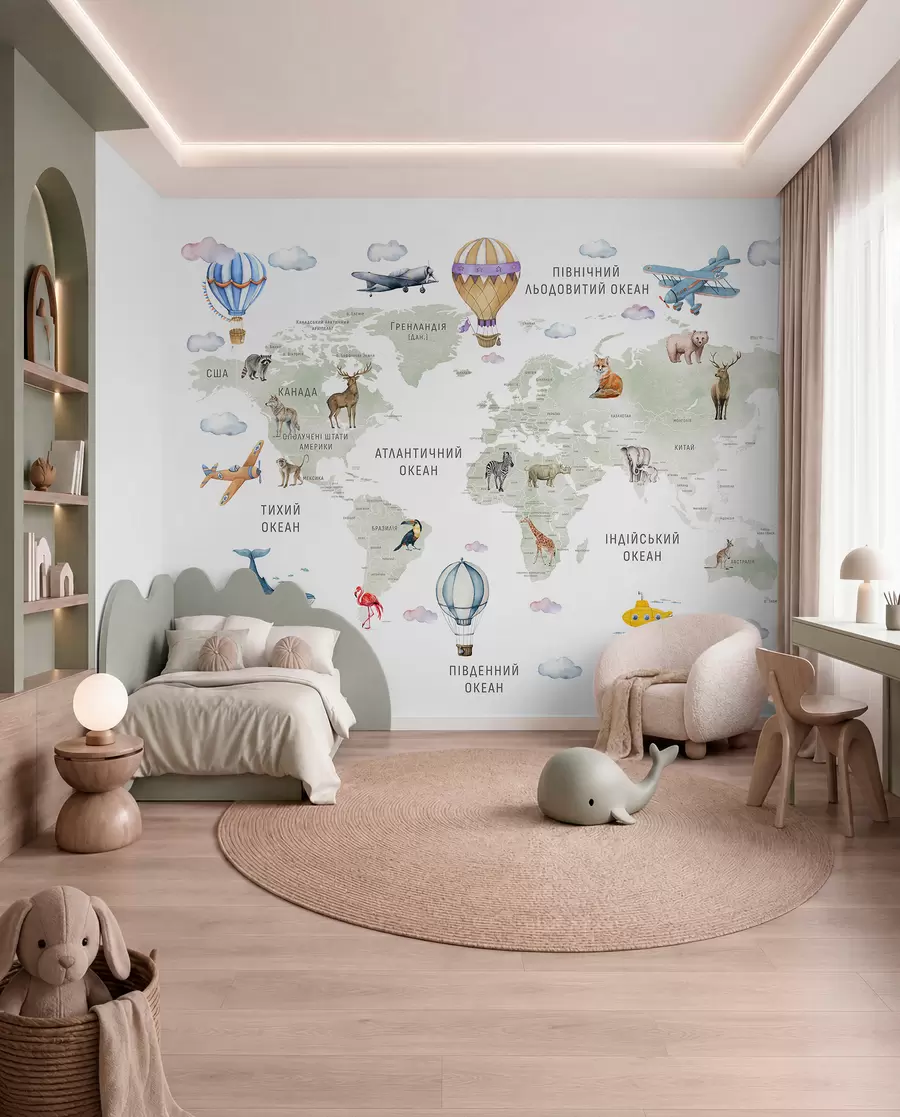 wall murals Green Atlas in Ukrainian c00001uk