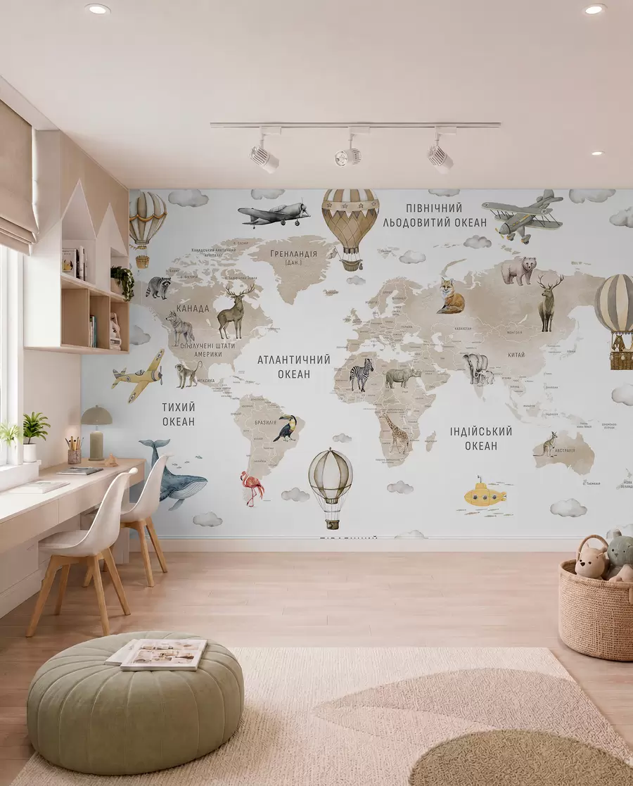 wall murals Beige Atlas in Ukrainian c00001ukv2