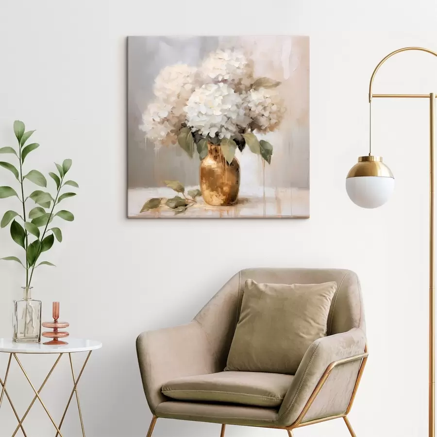 murales Delicado ramo de hortensias en un jarrón s46263
