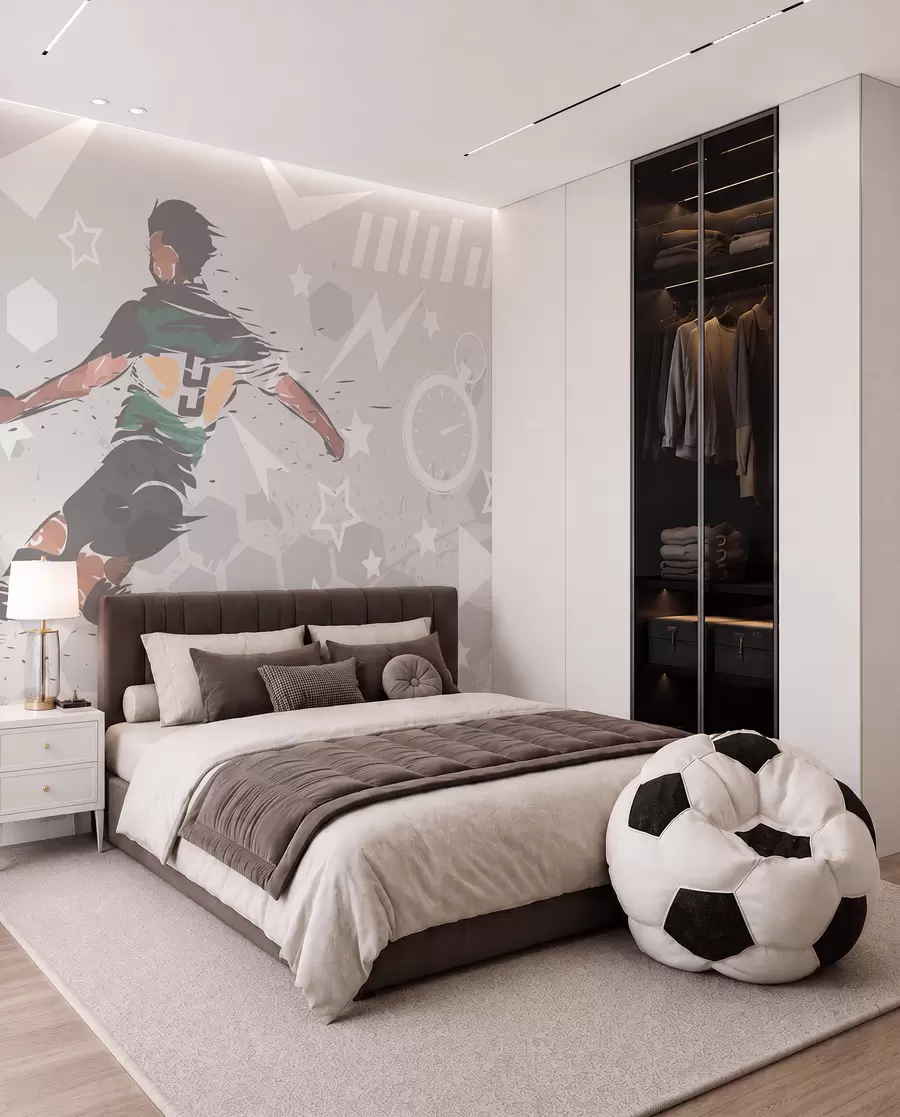 peintures murales Football à l’encre verte w04763