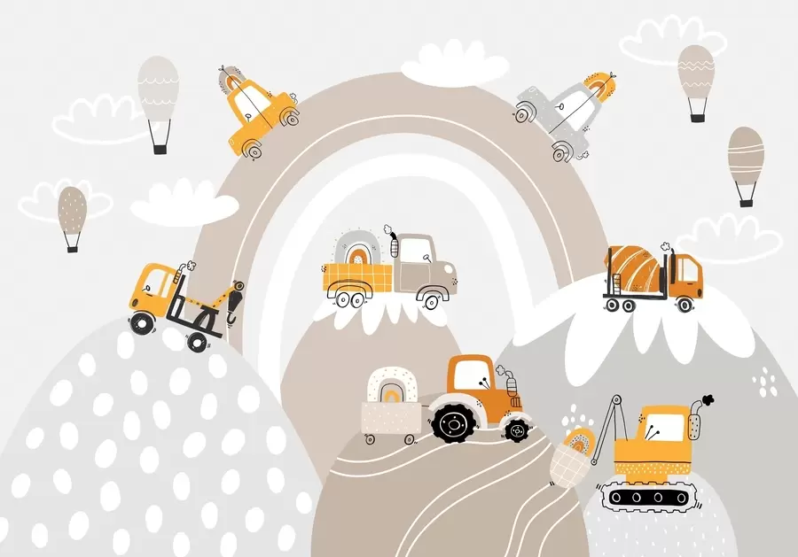 Wall Mural Photo Wallpaper Children's cars, tractors w04765