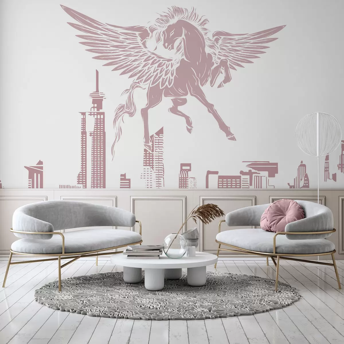Wall Mural Photo Wallpaper Pegasus over the city w04777