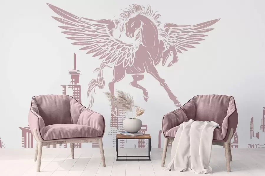 Wall Mural Photo Wallpaper Pegasus over the city w04777