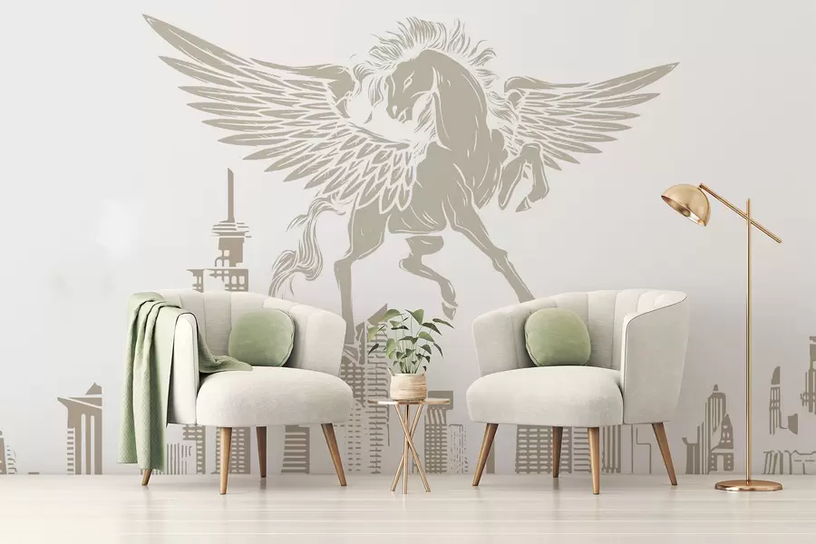 wall murals Pegasus over the city w04777v1