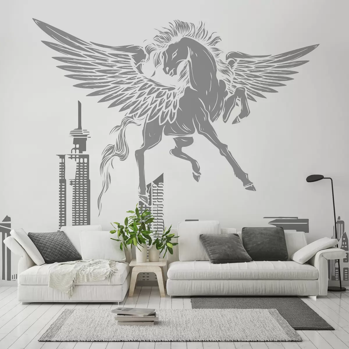 Wall Mural Photo Wallpaper Pegasus over the city w04777v2
