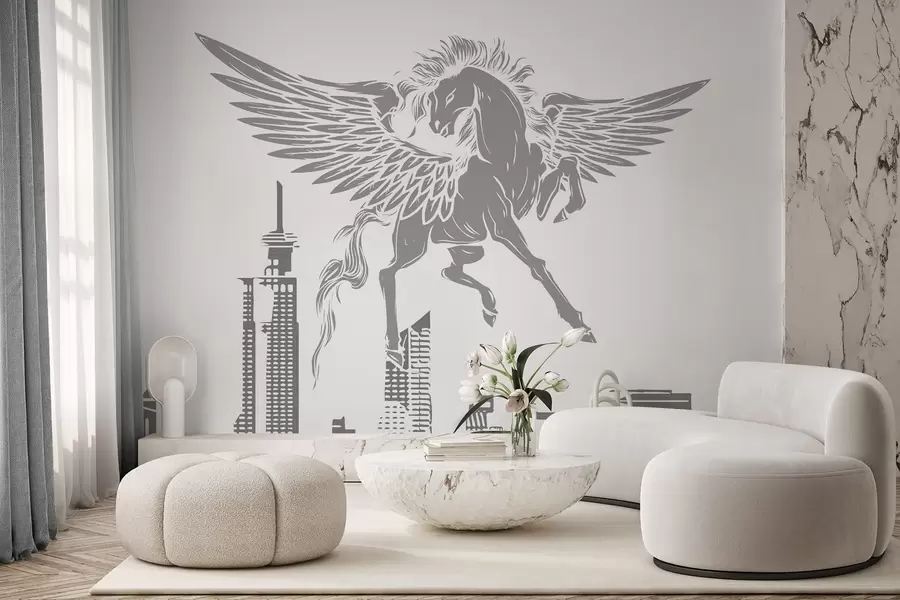 wall murals Pegasus over the city w04777v2