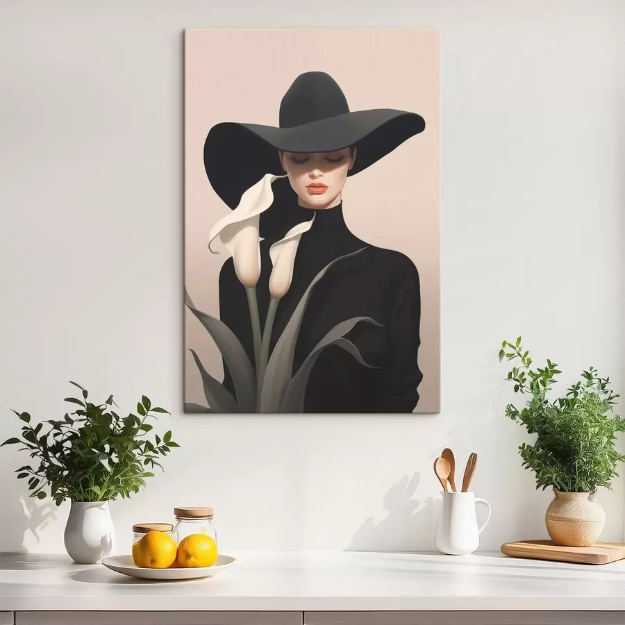 wall murals Girl in a Hat with Calas s46420