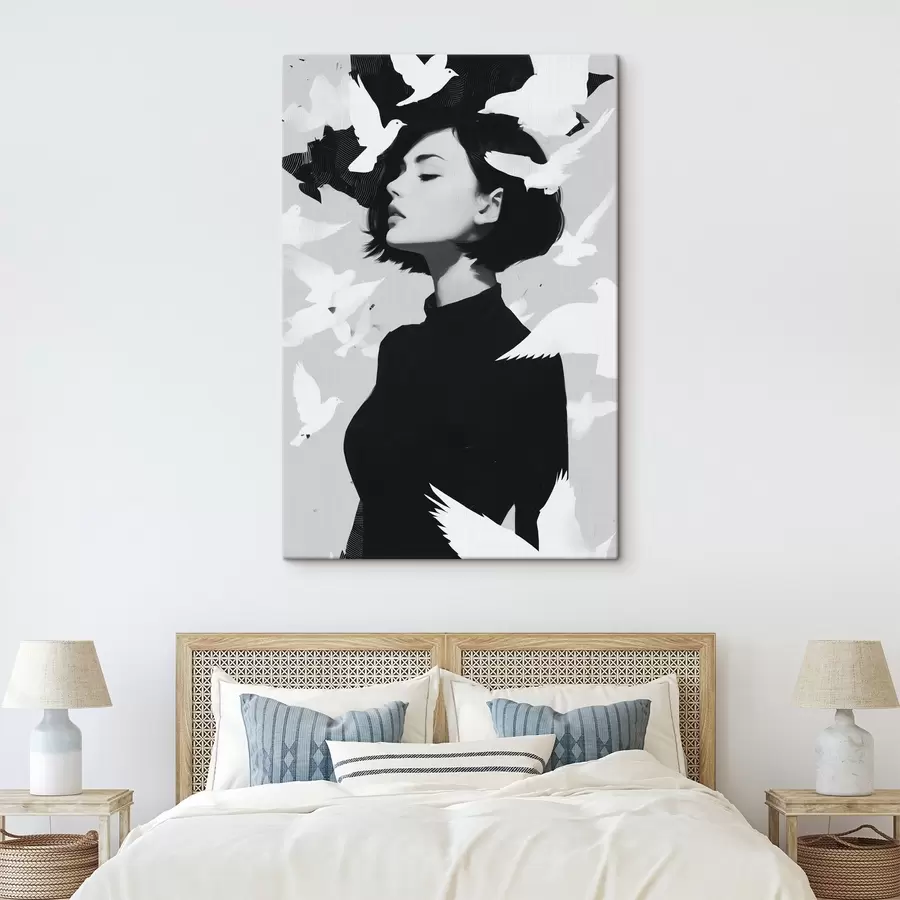 wall murals Girl with Birds s46369