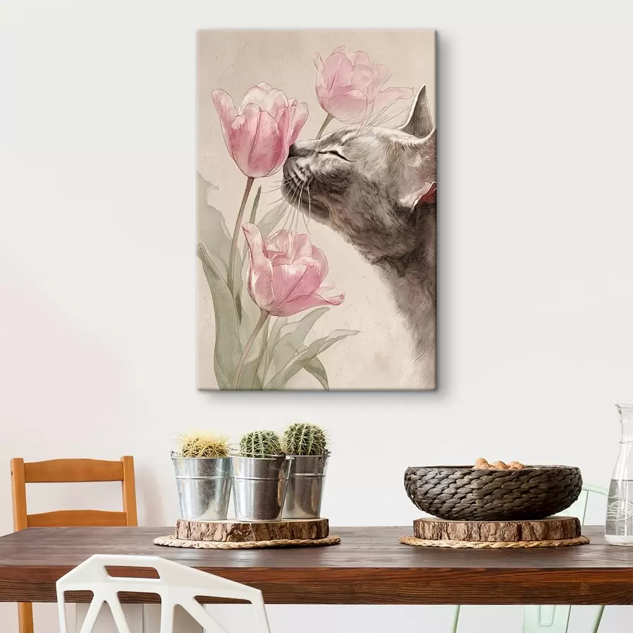 wall murals Cat and Flowers s46427