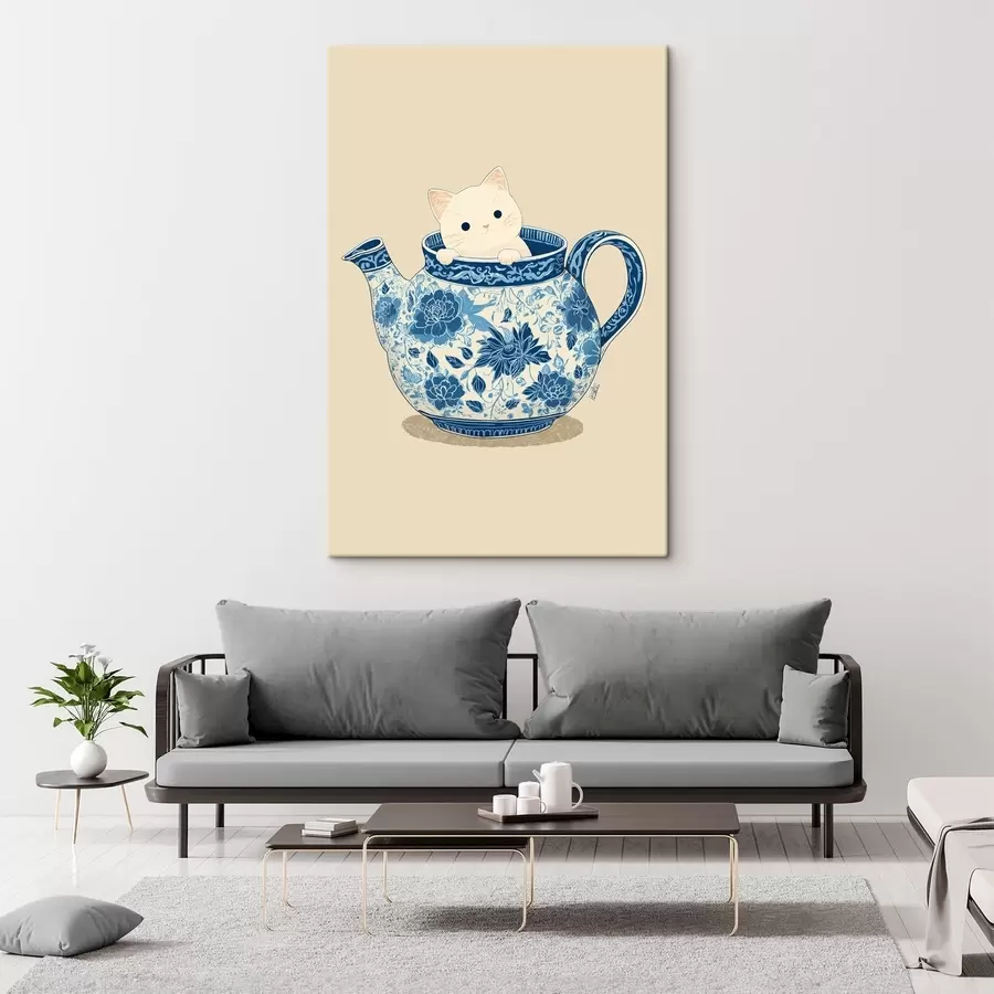 murales Gato en tetera s46431