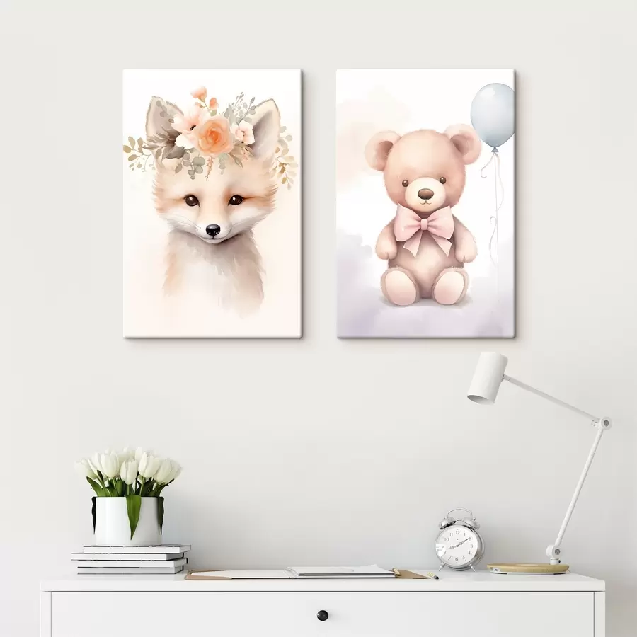 wall murals Fox and Bear m00921