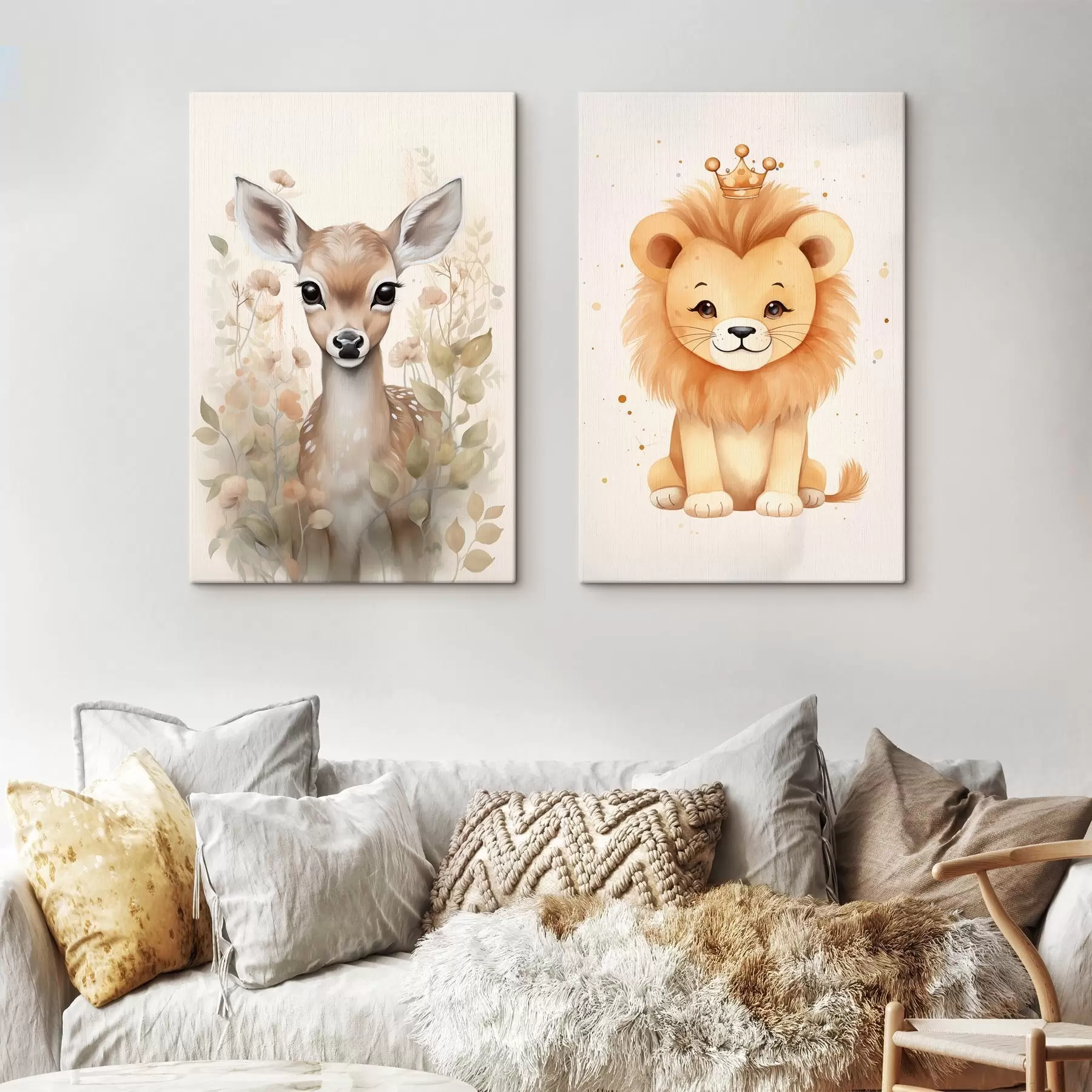 wall murals Deer and Lion m00922