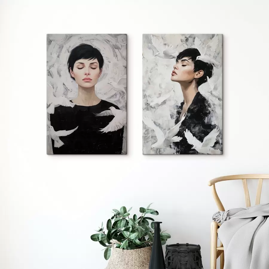 murales Mujer con palomas m00923