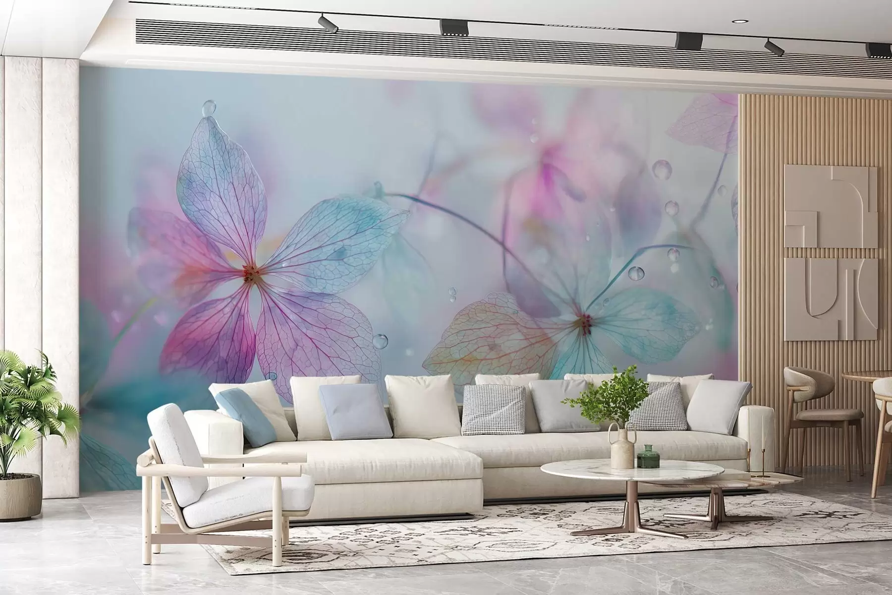 Wall Mural Photo Wallpaper delicate flowers with veins under water w04809