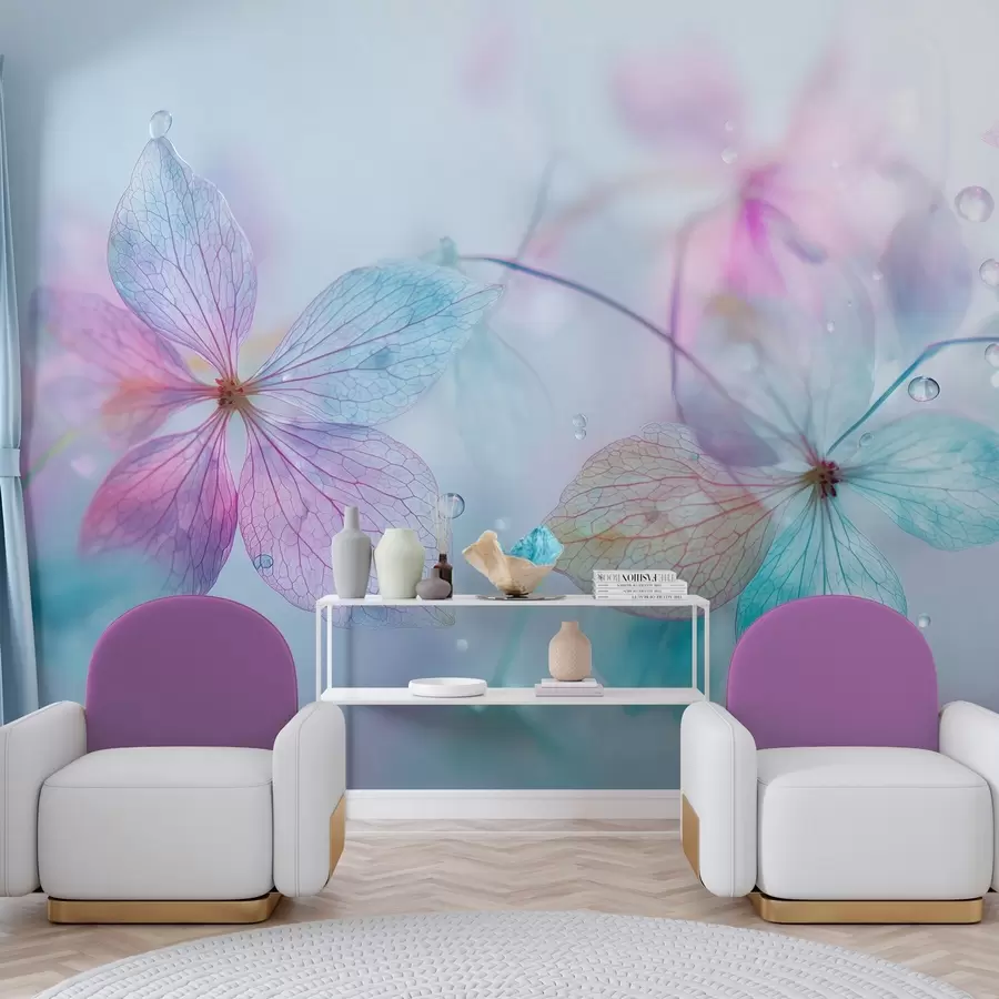Wall Mural Photo Wallpaper delicate flowers with veins under water w04809