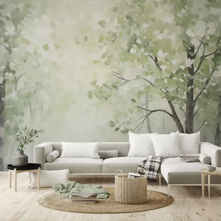 Wall Mural Photo Wallpaper Abstract trees imitation of painting w04781
