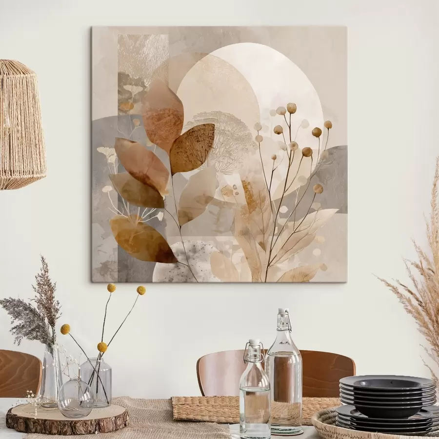 wall murals Floral pattern in beige and brown s46308