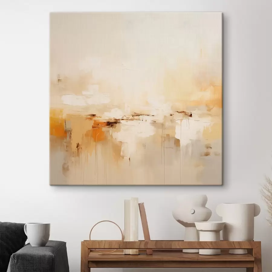 wall murals Light oil-style abstraction with orange accents s46315