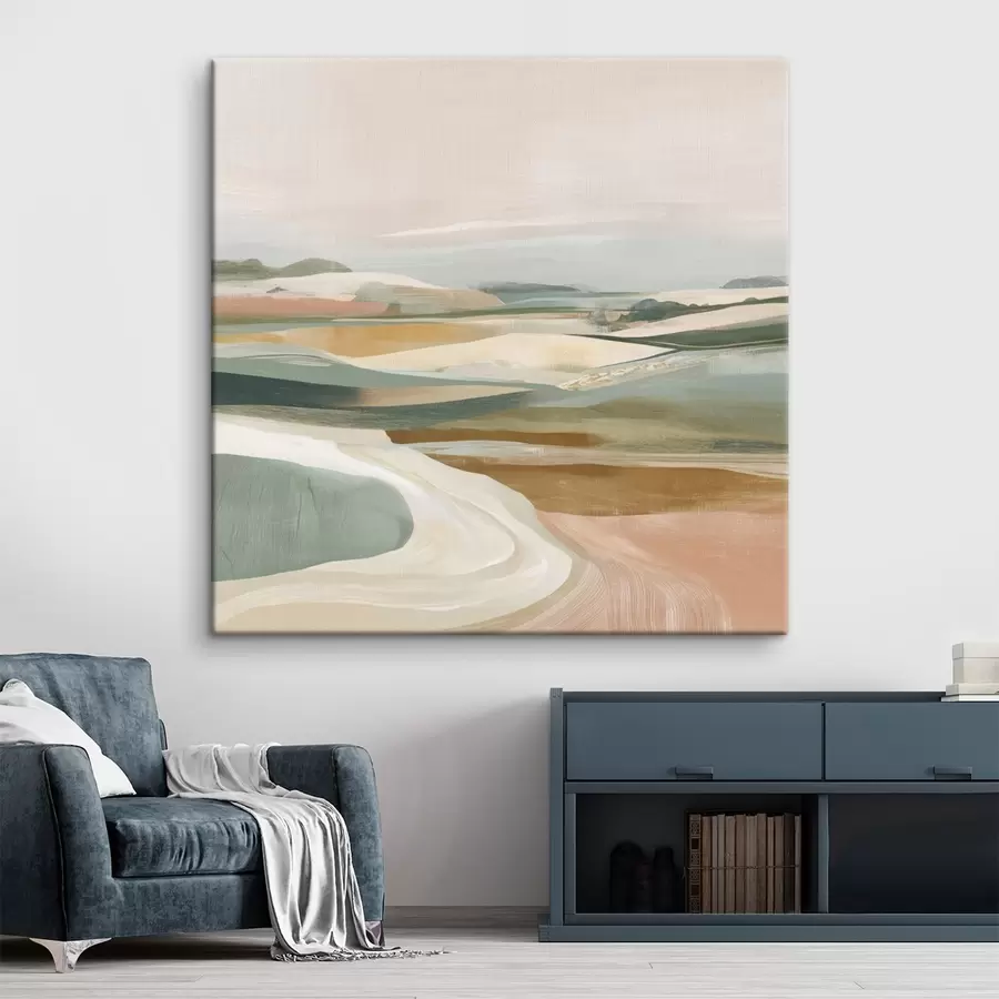 murales Vista campestre con campos y carretera en estilo acuarela s46317