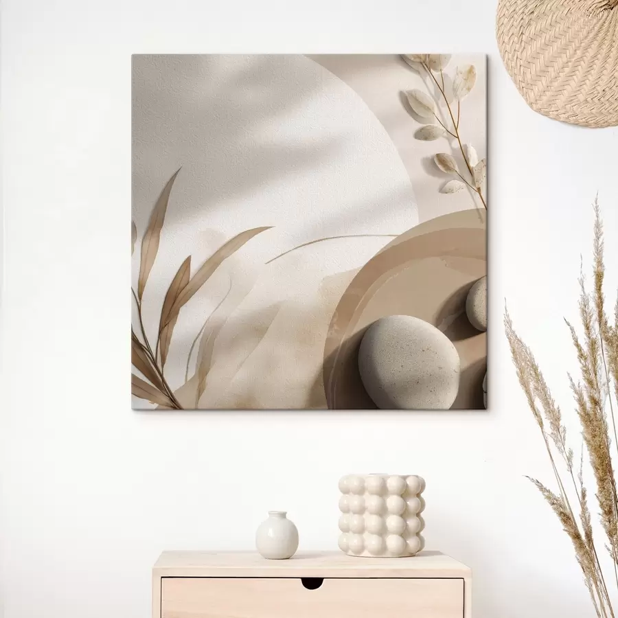 wall murals Stones and shadows on the wall in beige tones s46311