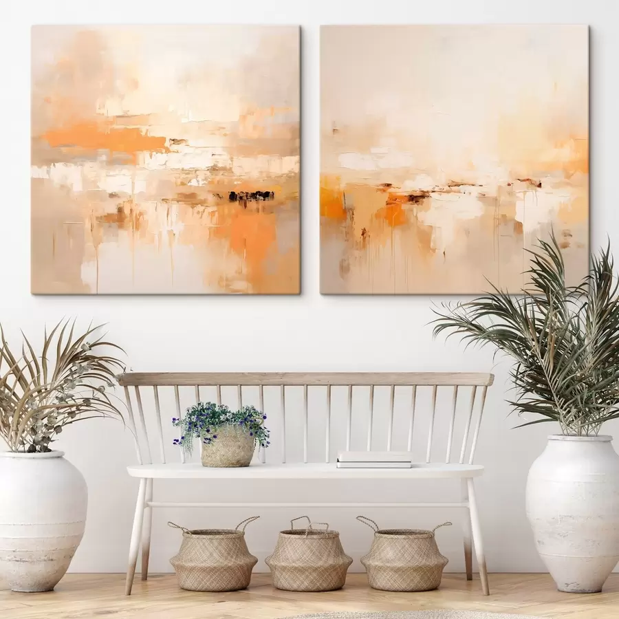 murales Pintura abstracta ligera en tonos otoñales m00895