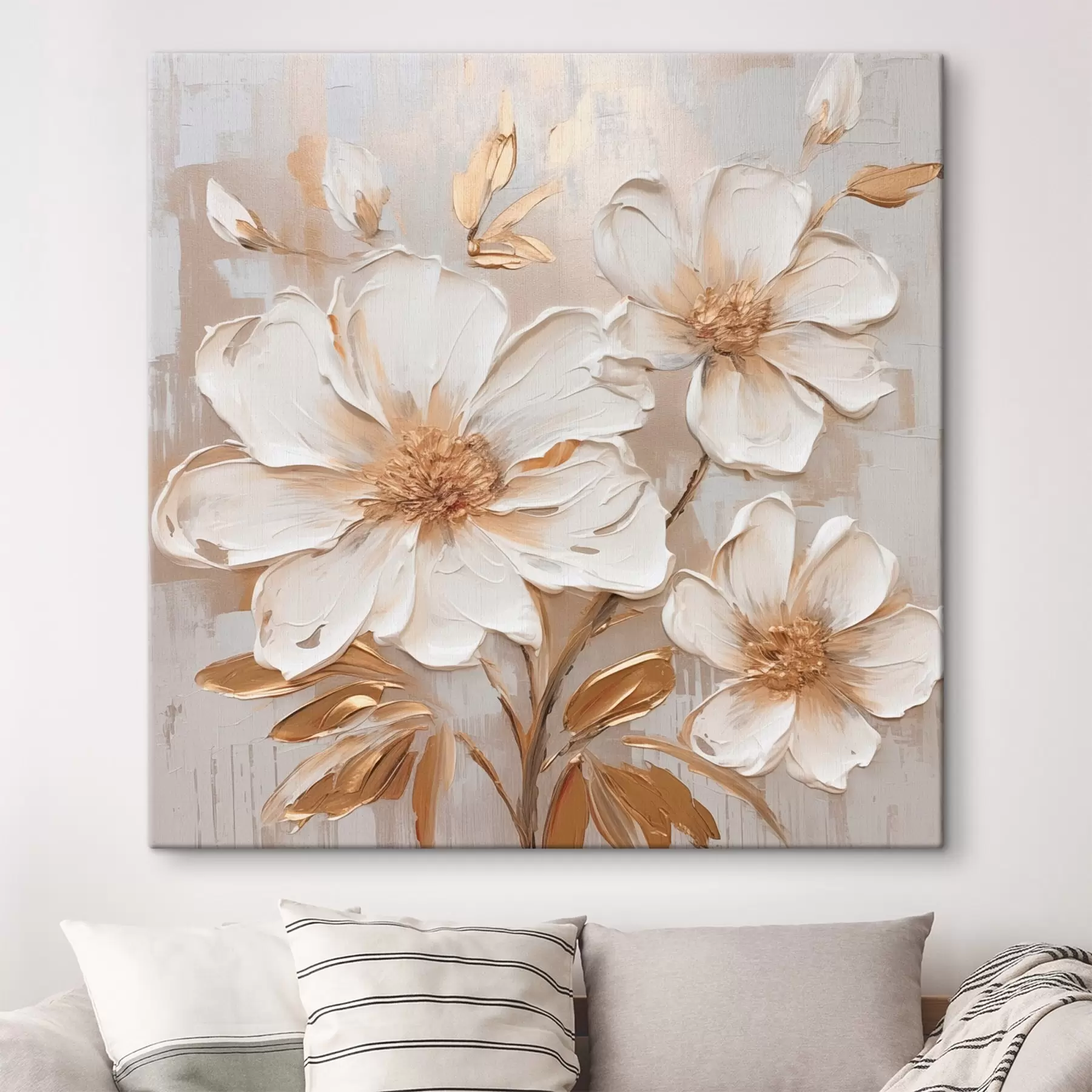 wall murals Textured flowers on a light background with warm shades s46166