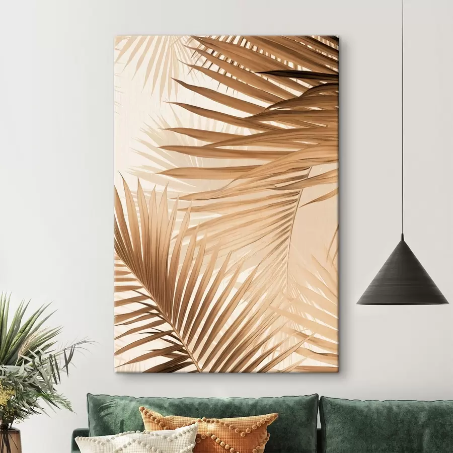 murales Hojas de palmera abstractas en tonos marrones, tropical, botánico, naturaleza, minimalista, elegante, diseño moderno s46275