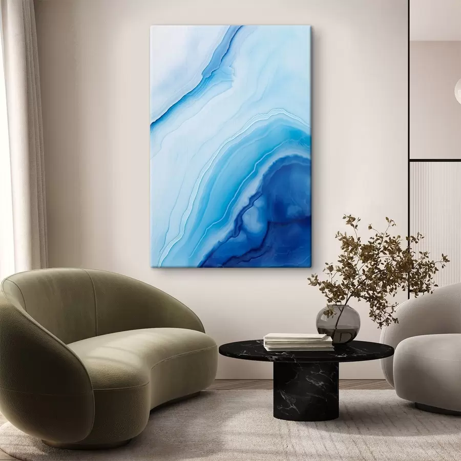 wall murals Abstract blue and white agate print, swirling lines and gradients, smooth texture, modern art, minimalist s46290