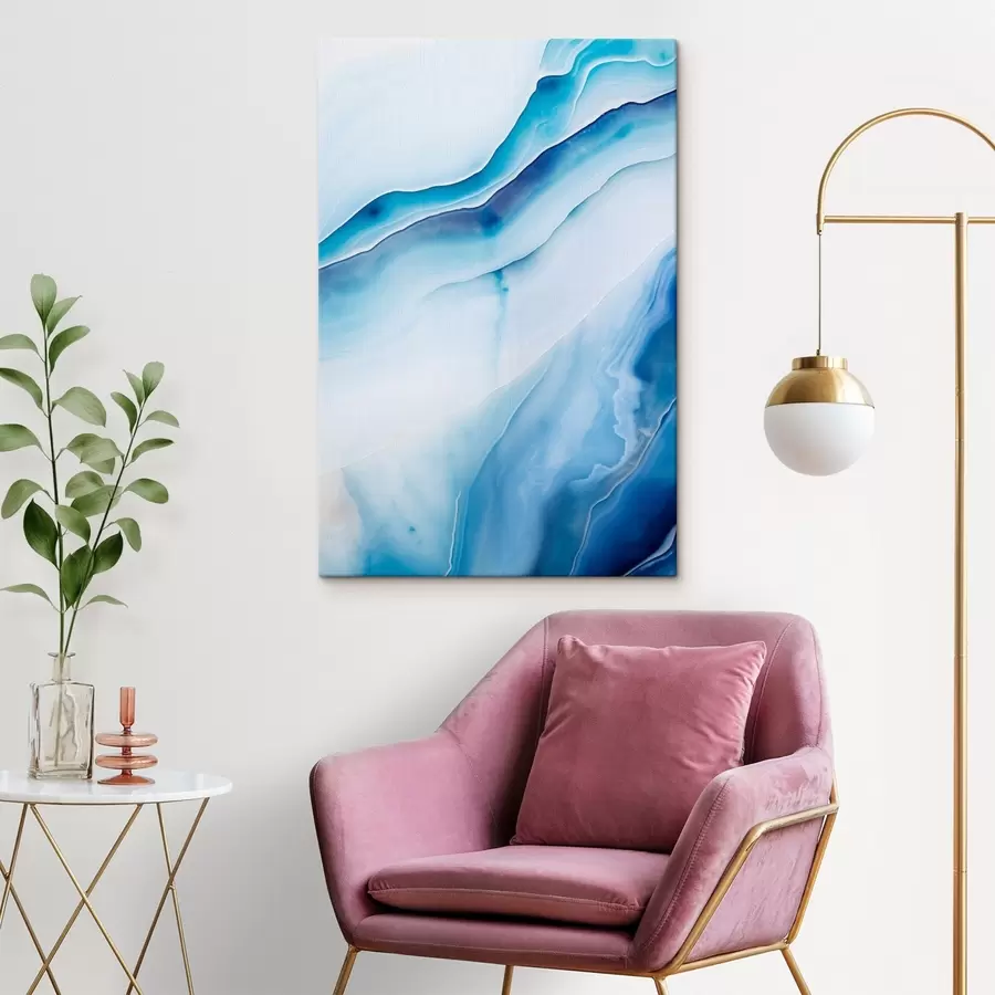 murales Estampado abstracto de ágata azul y blanca, líneas y degradados en espiral, textura suave, arte moderno, minimalista s46291