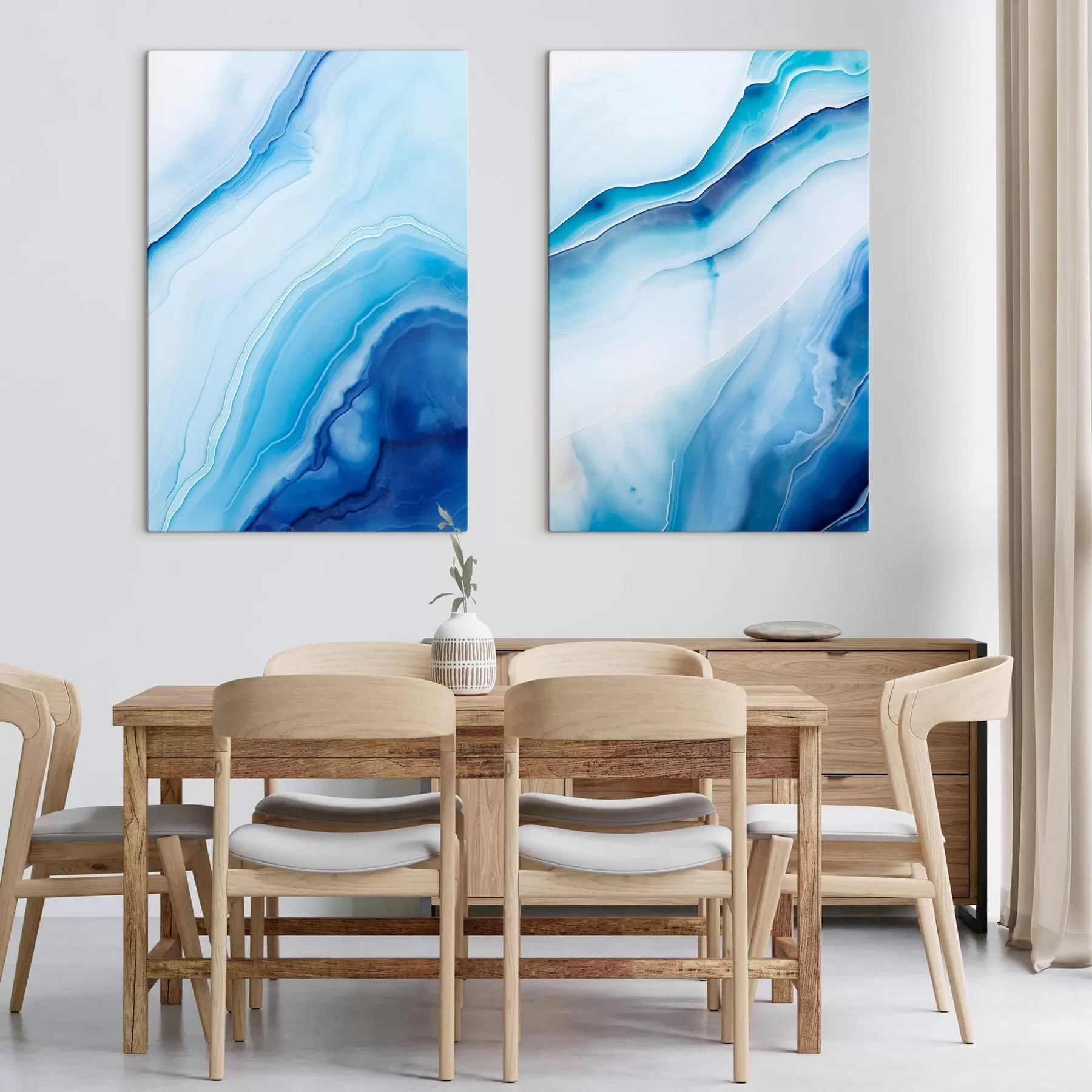wall murals Abstract blue and white agate print, swirling lines and gradients, smooth texture, modern art, minimalist m00888