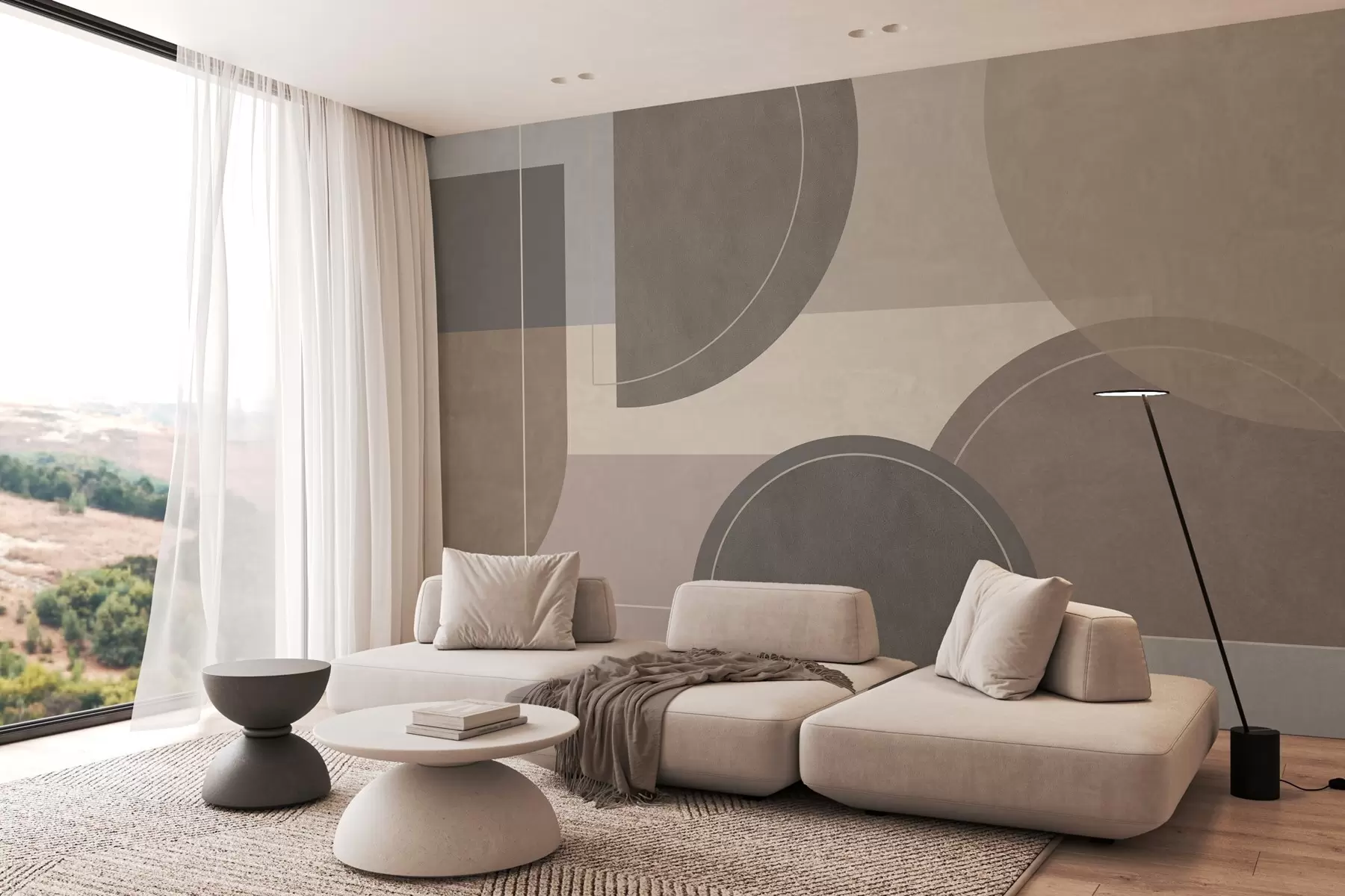 Wall Mural Photo Wallpaper modern geometry in natural colours w04811