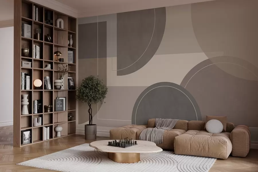 murales geometría moderna en colores naturales w04811