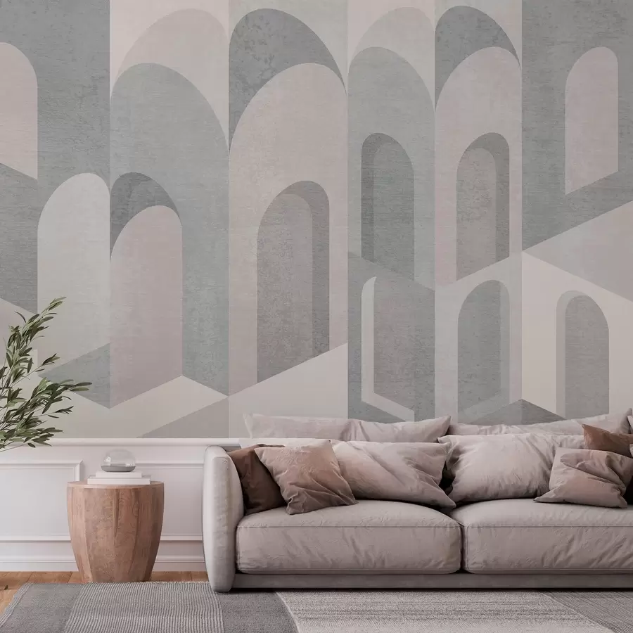 Wall Mural Photo Wallpaper urban metamorphoses of the arch in powder grey tones w04812