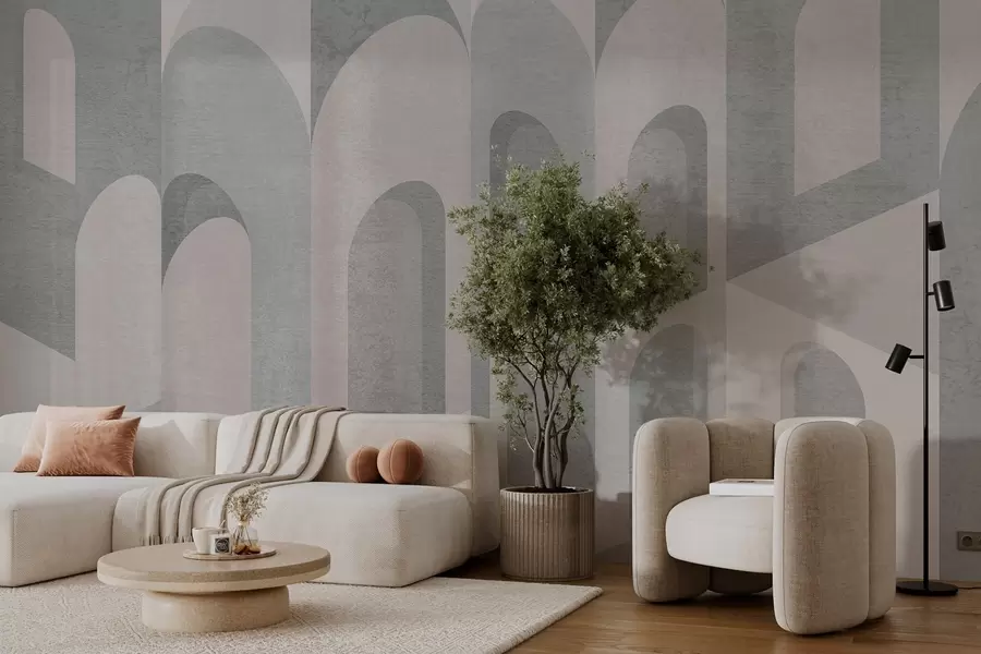 Wall Mural Photo Wallpaper urban metamorphoses of the arch in powder grey tones w04812