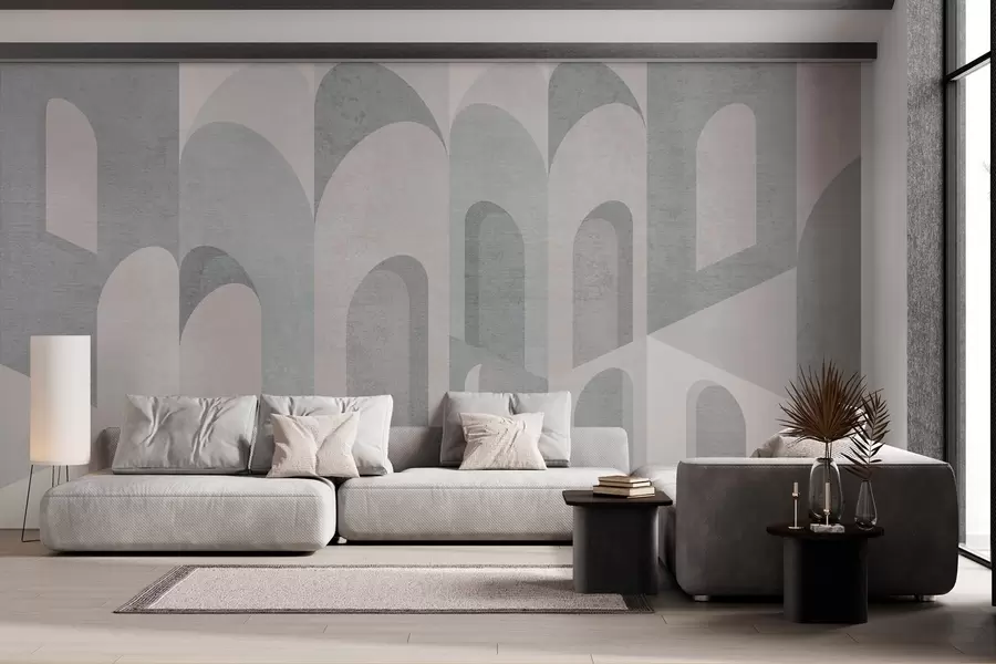 Wall Mural Photo Wallpaper urban metamorphoses of the arch in powder grey tones w04812