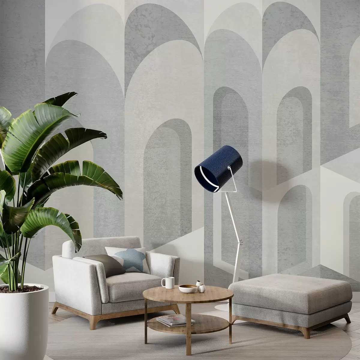Wall Mural Photo Wallpaper urban metamorphoses of the arch in grey and cool beige tones w04812v1