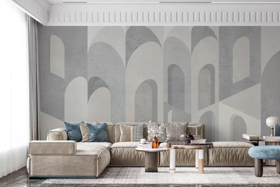 Wall Mural Photo Wallpaper urban metamorphoses of the arch in grey and cool beige tones w04812v1