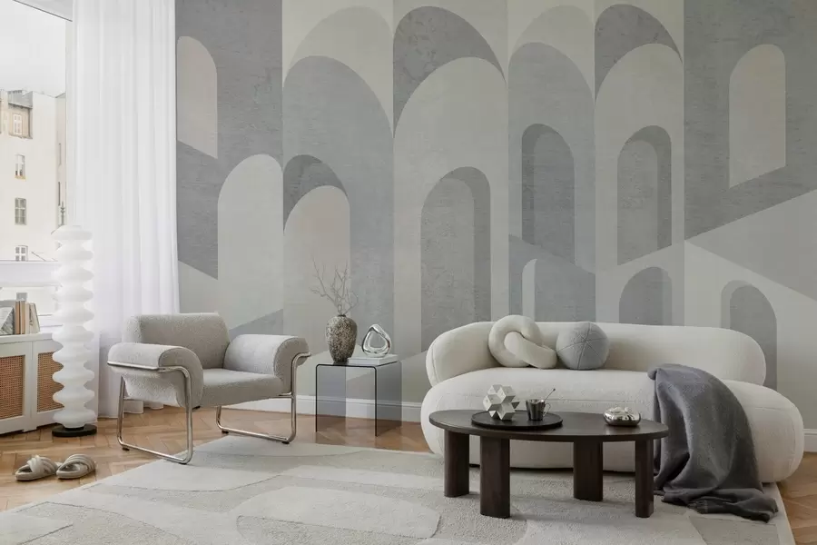Wall Mural Photo Wallpaper urban metamorphoses of the arch in grey and cool beige tones w04812v1