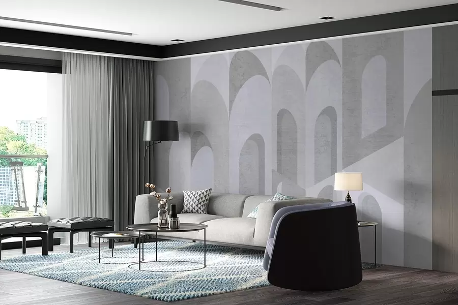 Wall Mural Photo Wallpaper urban metamorphoses of the arch in grey and blue tones w04812v2