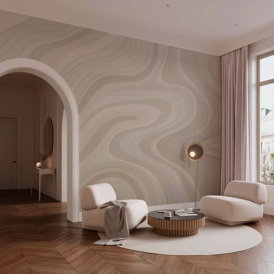 Wall Mural Photo Wallpaper abstract waves in powder tones w04813