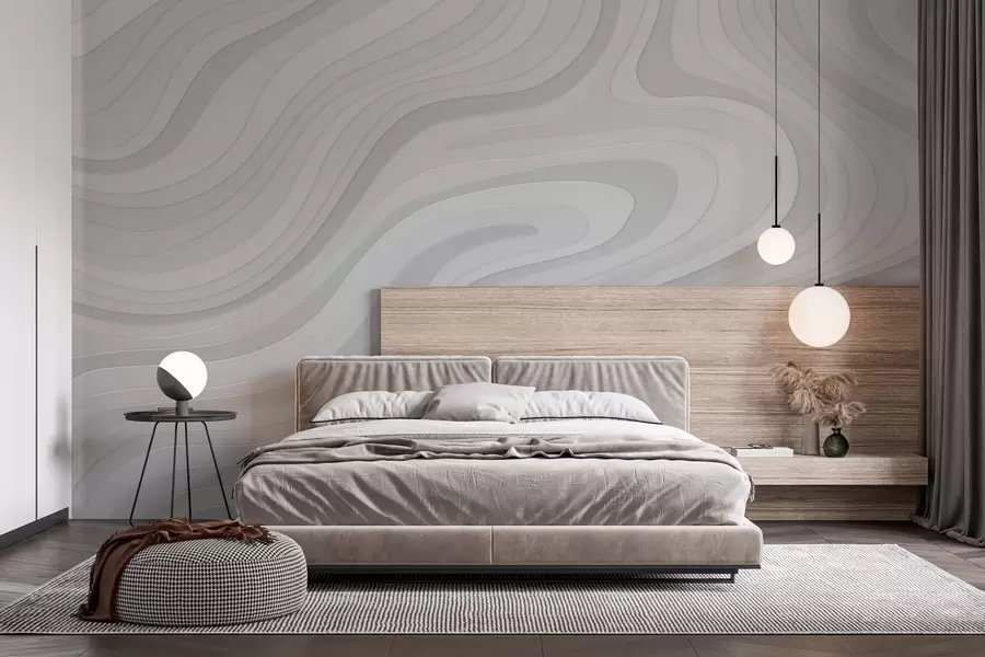 Wall Mural Photo Wallpaper abstract waves in grey tones w04813v1